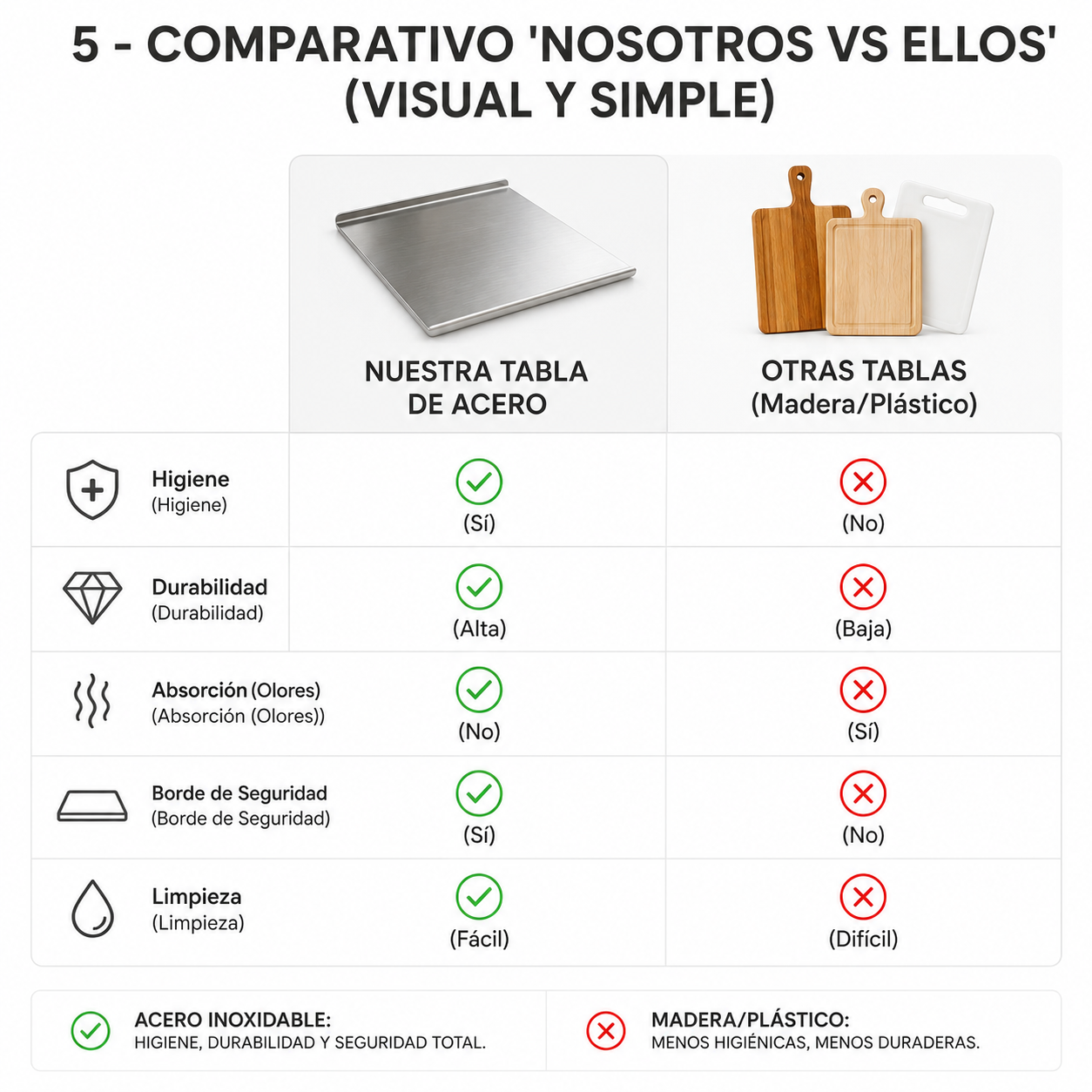 ChefBoard Pro™  | TABLA EN ACERO 30*40